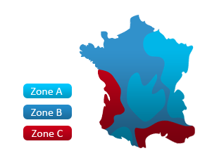 Carte de France - Zone Température